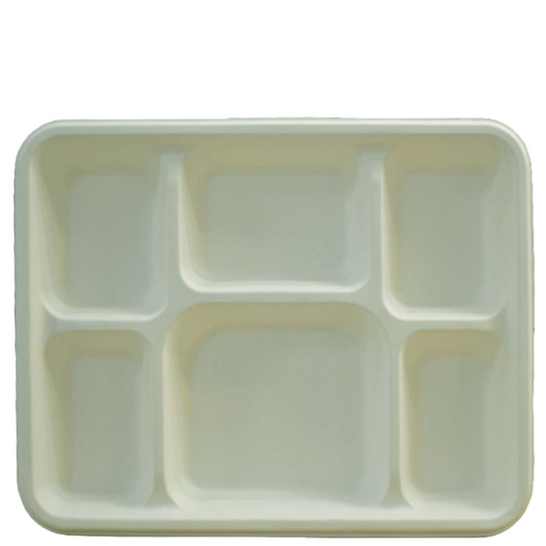 6 Compartment Biodegradable Party Thali Plates