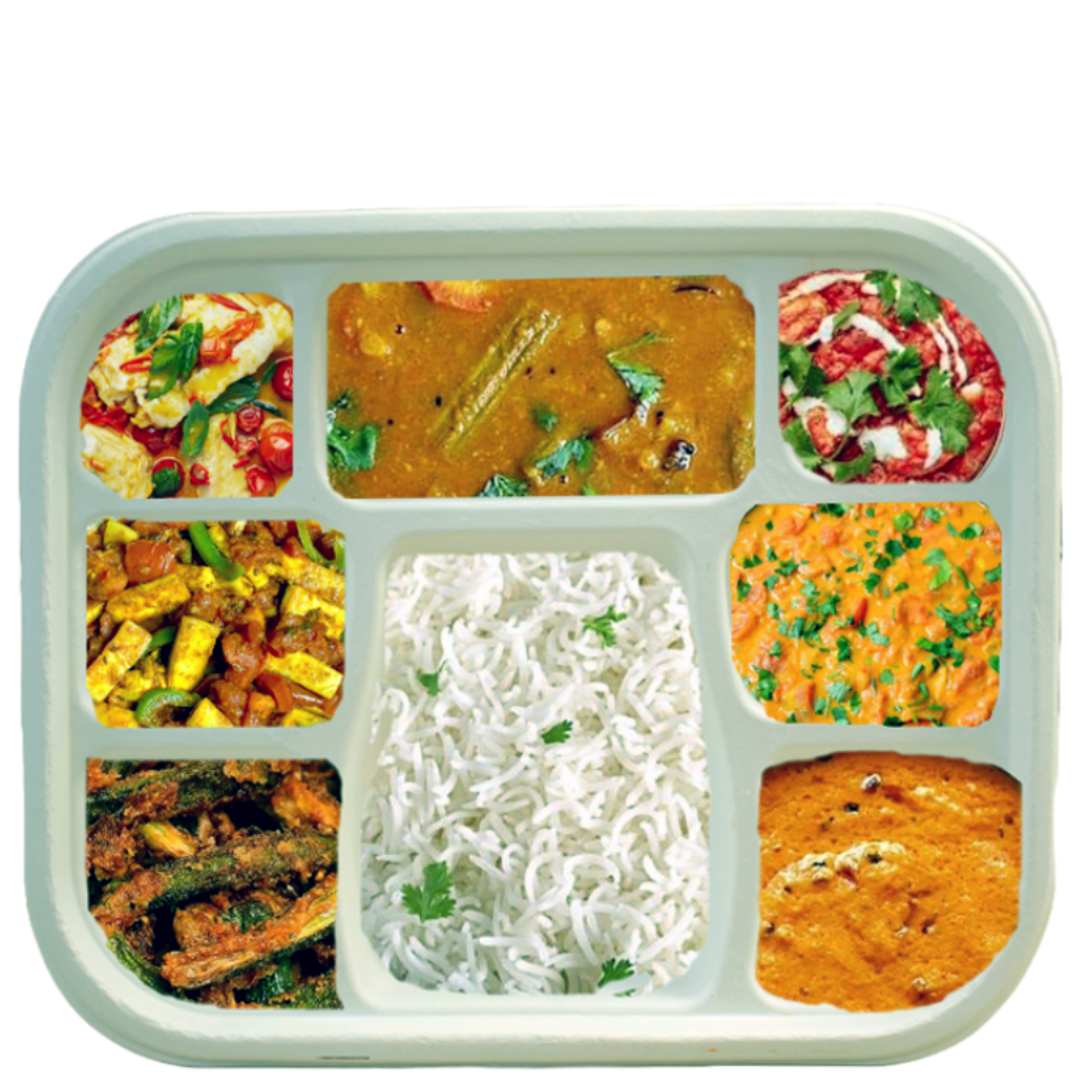 8 Compartment Biodegradable Party Thali Plates