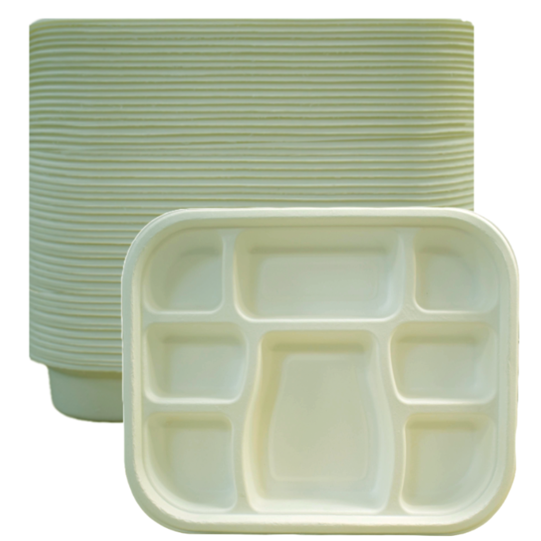 8 Compartment Biodegradable Party Thali Plates