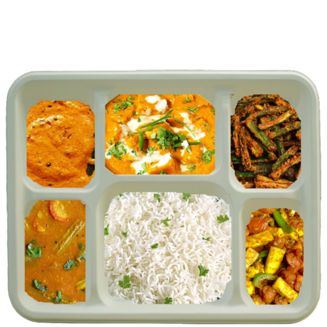 6 Compartment Biodegradable Party Thali Plates