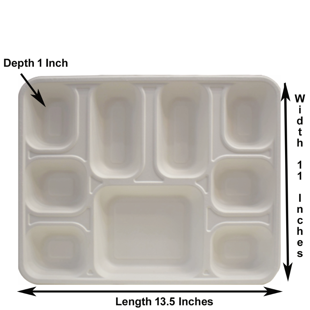 9 Compartment Biodegradable Party Thali Plates