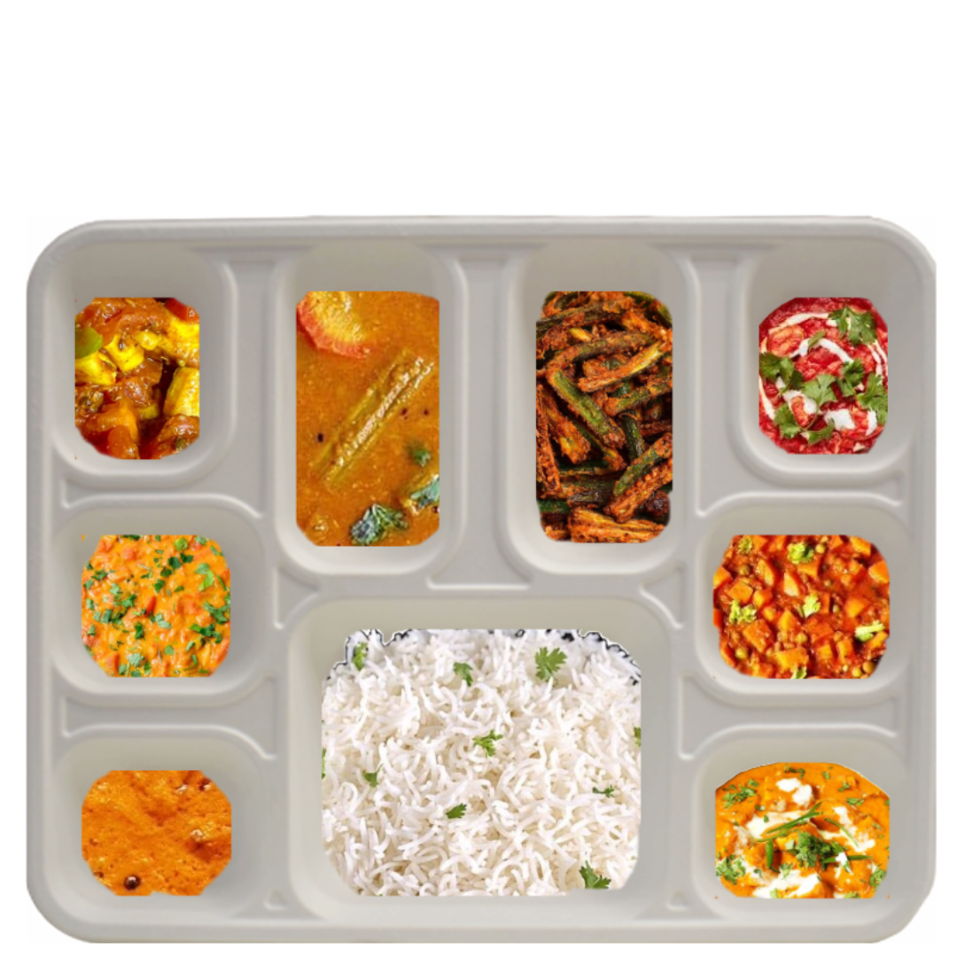 9 Compartment Biodegradable Party Thali Plates