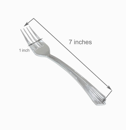 Disposable Plastic Fork - Silver