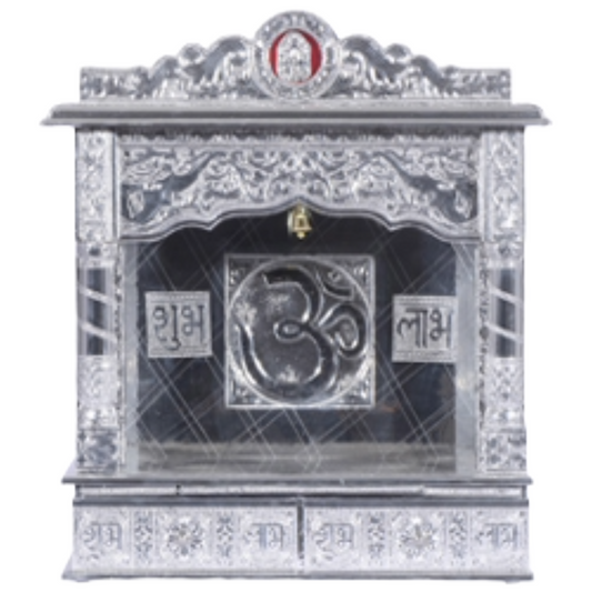 Pure Silver Mandir for Home - without Door - Medium (W 10 X L 22 X H 25)