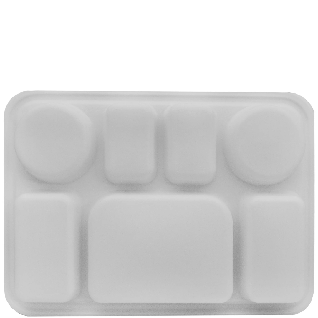 7 Compartment White Color Disposable Party Thali Plates