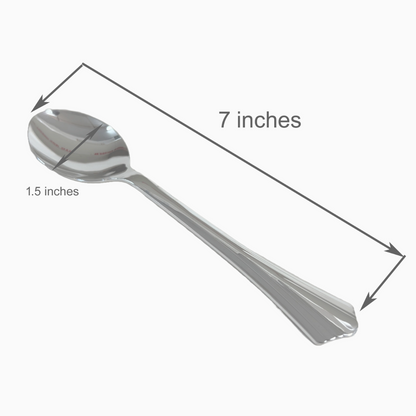 Disposable Plastic Spoon - Silver