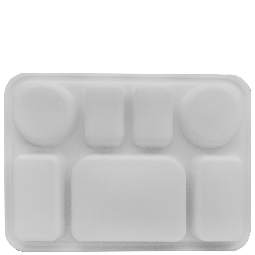 7 Compartment White Color Disposable Party Thali Plates