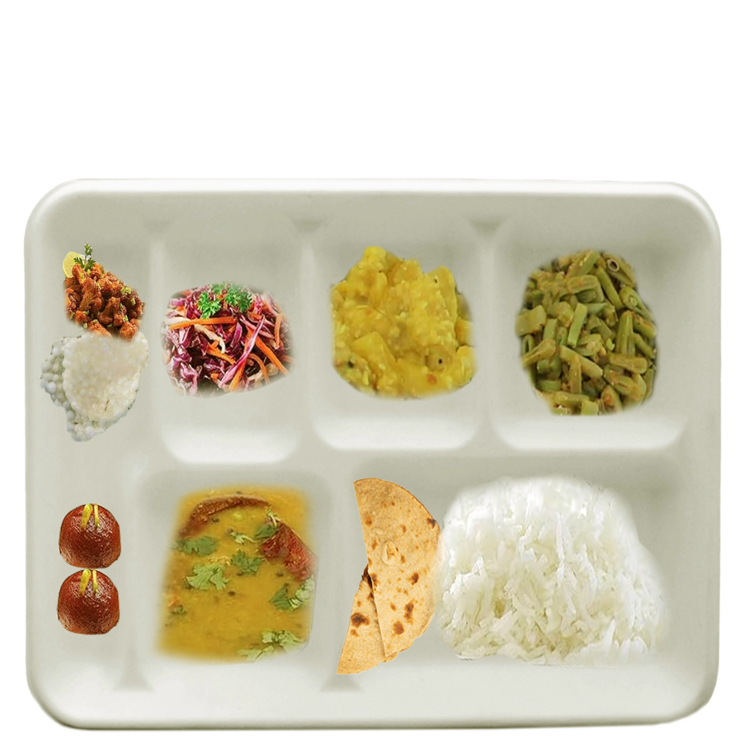 6 Compartment Biodegradable Party Thali Plates