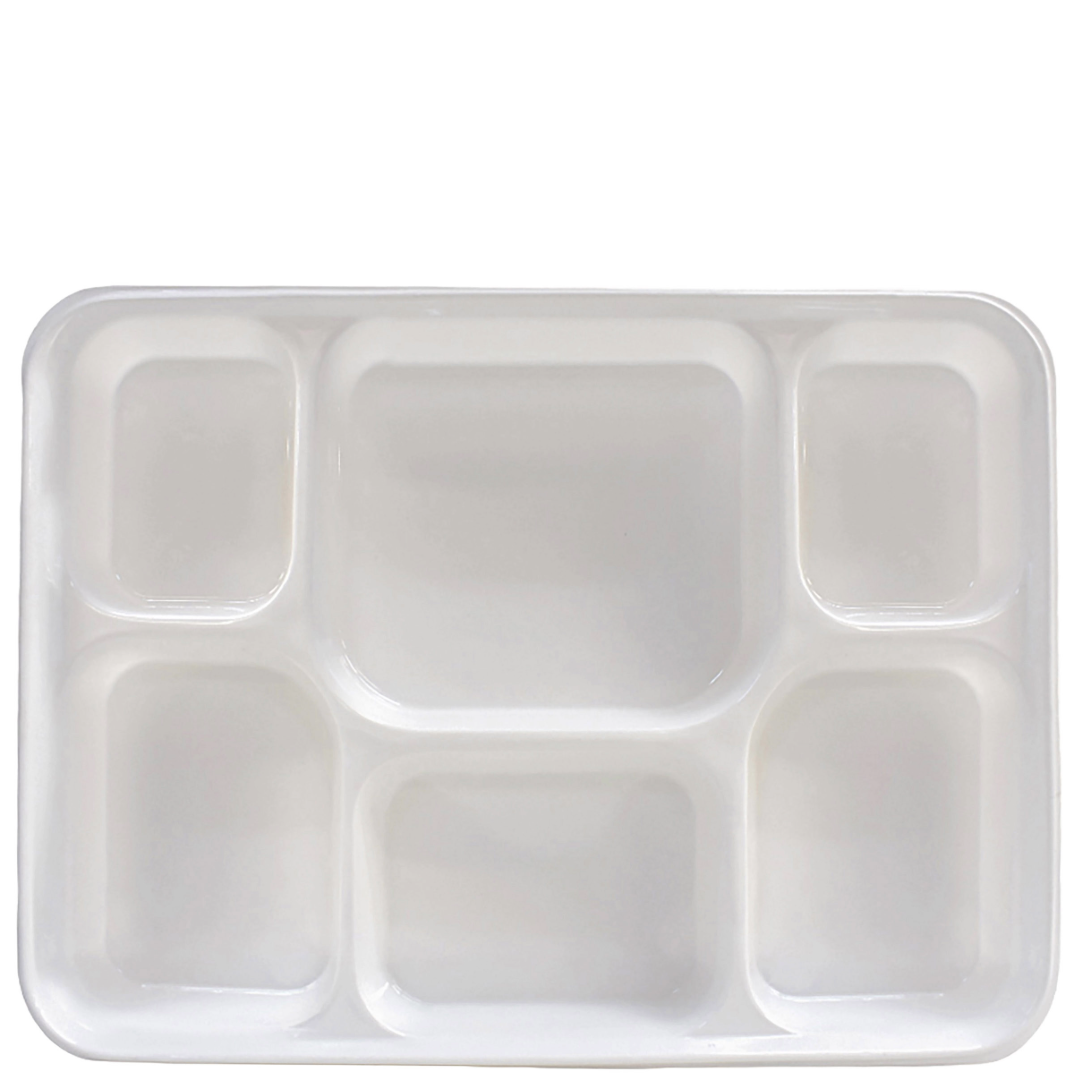 6 Compartment White Color Disposable Party Thali Plates