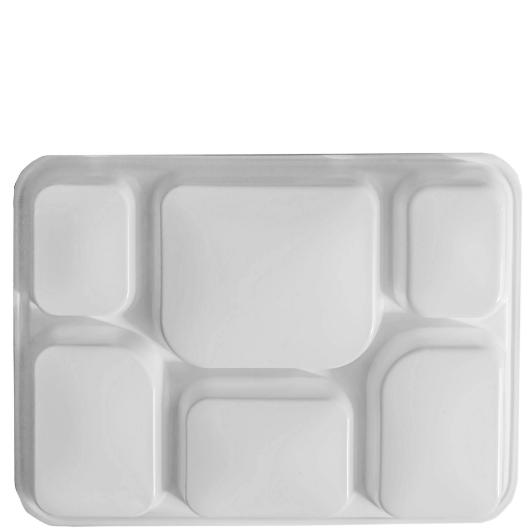 6 Compartment White Color Disposable Party Thali Plates