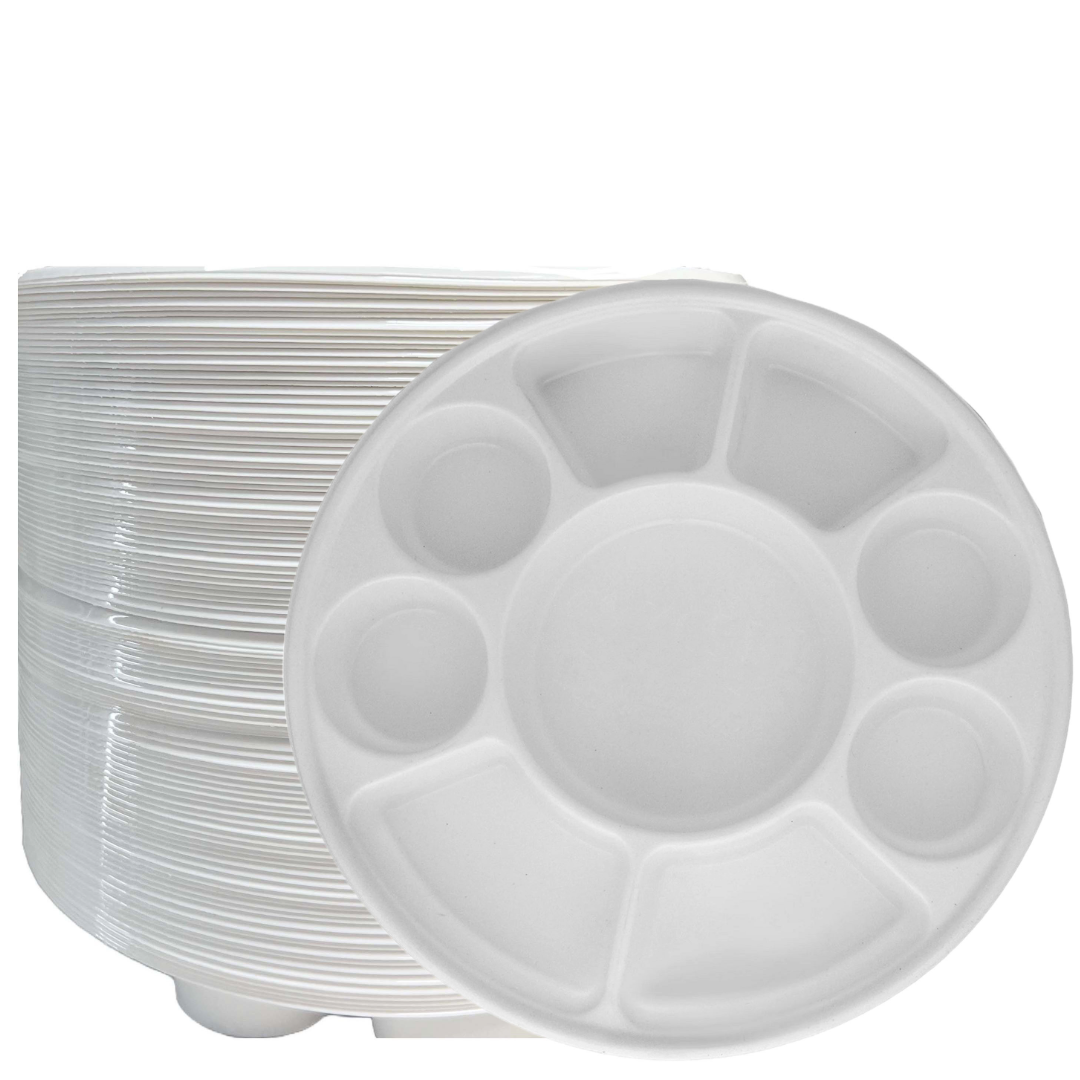 9 Compartment White Color Disposable Party Thali Plates