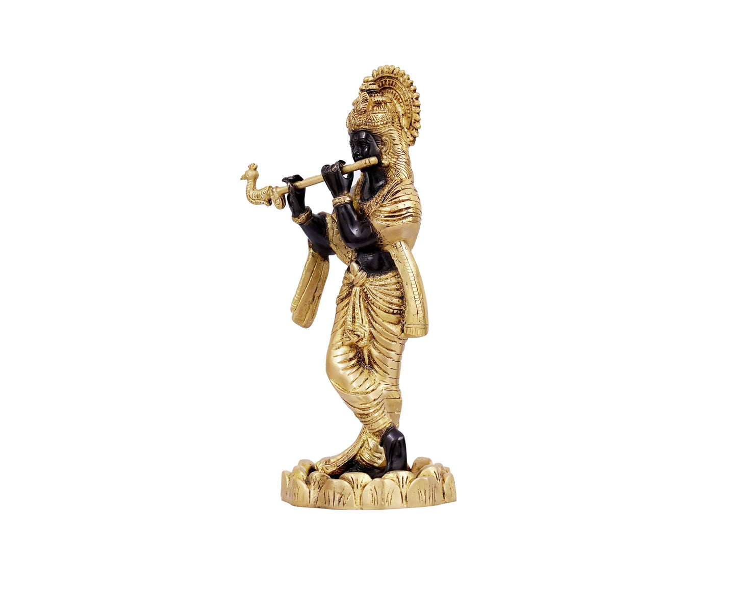 Shri Krishna Brass Statue for Puja, Home Mandirs, Gifts by Pooja Bazar 4.5 X 4.5 X 11 In