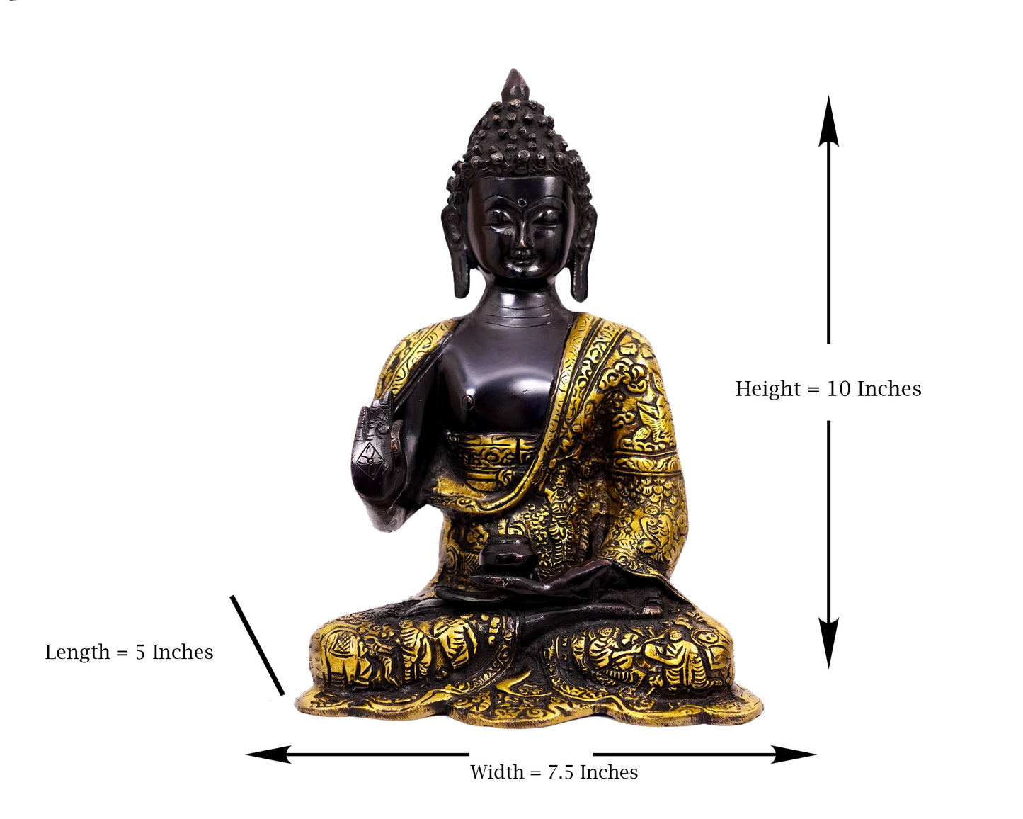 Lord Blessing Buddha Brass Statue Idol for Garden, Puja, Home Mandirs, Gifts by Pooja Bazar 5 X 10 X 7.5 In