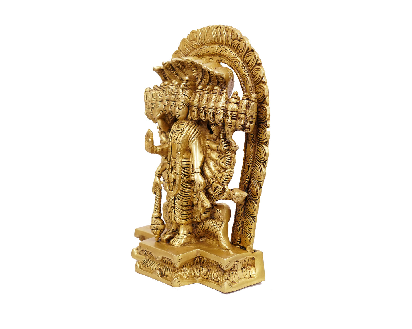 Lord Vishnu Idol Brass Statue with ten Heads for Puja, Home Mandirs, Gifts by Pooja Bazar 4 X 11 X 6.5 In