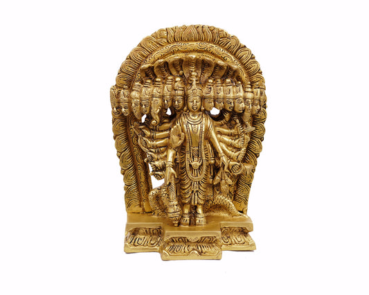 Lord Vishnu Idol Brass Statue with ten Heads for Puja, Home Mandirs, Gifts by Pooja Bazar 4 X 11 X 6.5 In