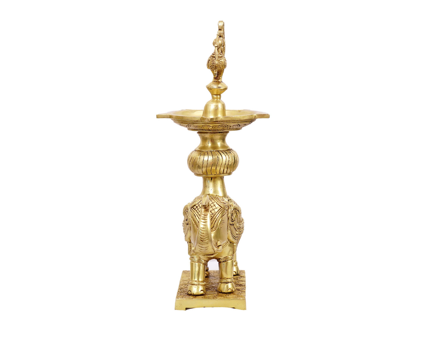 Brass Pooja Diya With handle for Temple, Puja room, Home Mandir, Aarti, gifts by Pooja Bazar 5 X 12 X 3 In