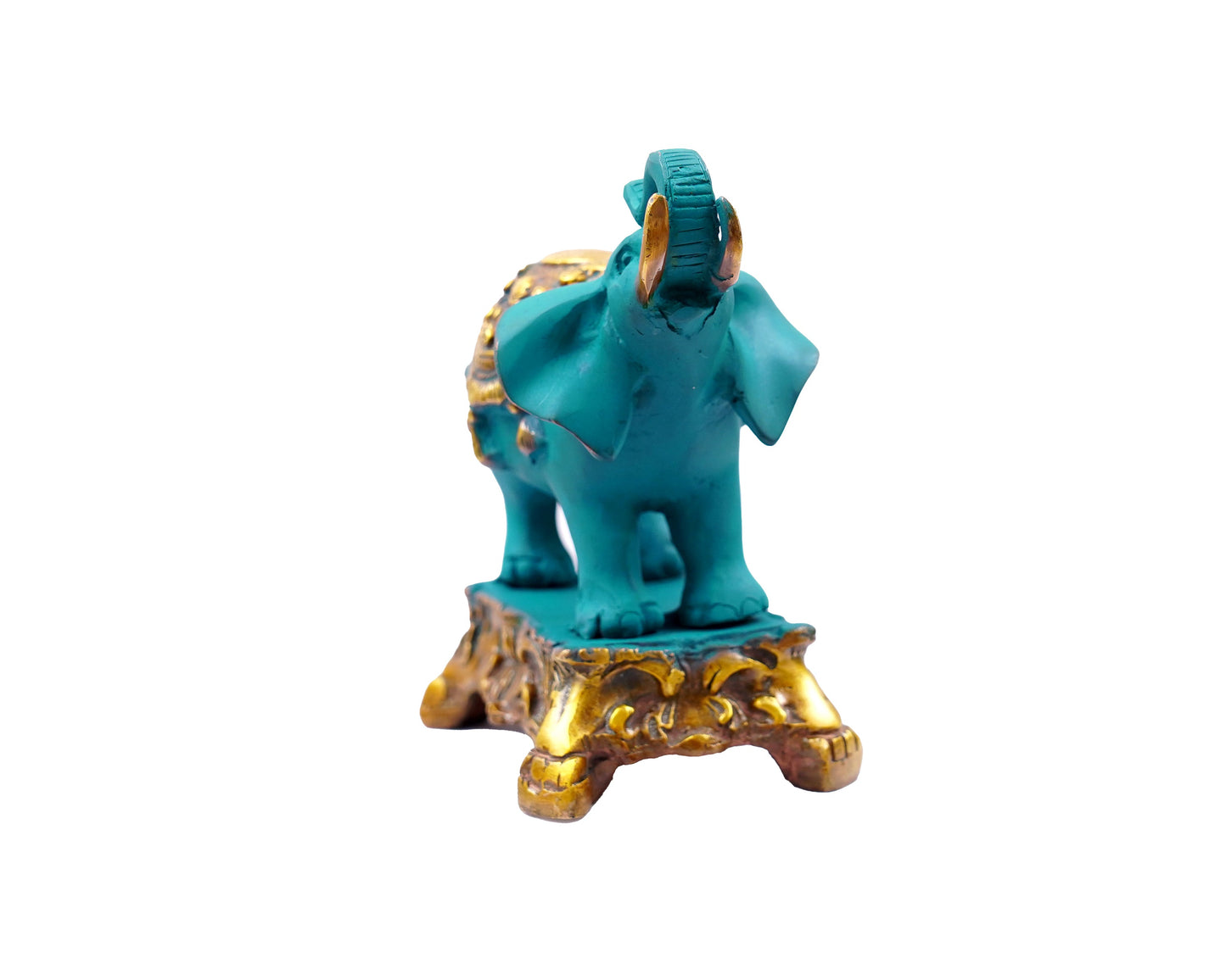 Blue Elephant Showpiece Vastu Brass Statue For Home Decor, Mandir, Gifts, Puja by Pooja Bazar 3.5 X 6.5 X 6.5 In