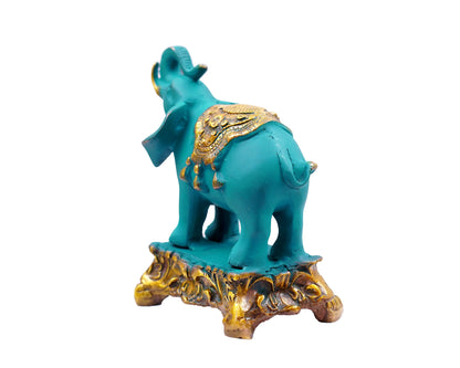 Blue Elephant Showpiece Vastu Brass Statue For Home Decor, Mandir, Gifts, Puja by Pooja Bazar 3.5 X 6.5 X 6.5 In