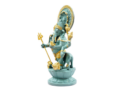 Blue Ganesh Idol Murti - Ganapati with seven Heads Brass Statue for Puja, Home Mandirs, Decor, Gifts by Pooja Bazar 5 X 7.5 X 6 In