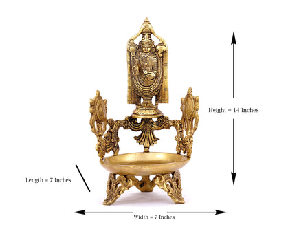 Balaji Statue Aarti Meduim Diya Brass Material For Puja, Home Mandir, Gifts by Pooja Bazar 7 X 14 X 7 In