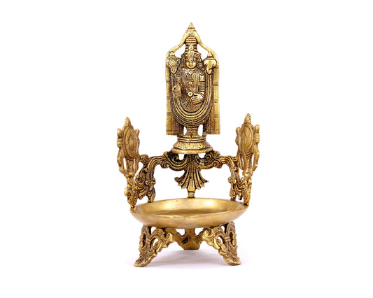 Balaji Statue Aarti Meduim Diya Brass Material For Puja, Home Mandir, Gifts by Pooja Bazar 7 X 14 X 7 In