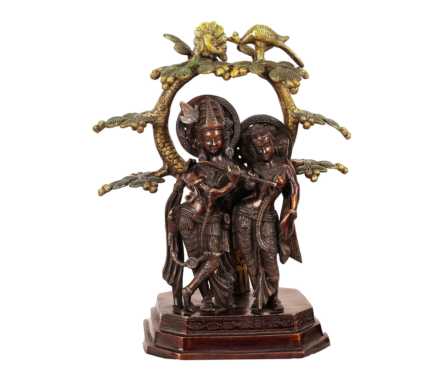 Radha Krishna Brass Statue For Puja, Home Mandirs, Decor, Gifts, Showpiece by Pooja Bazar 6 X 14 X 12 In