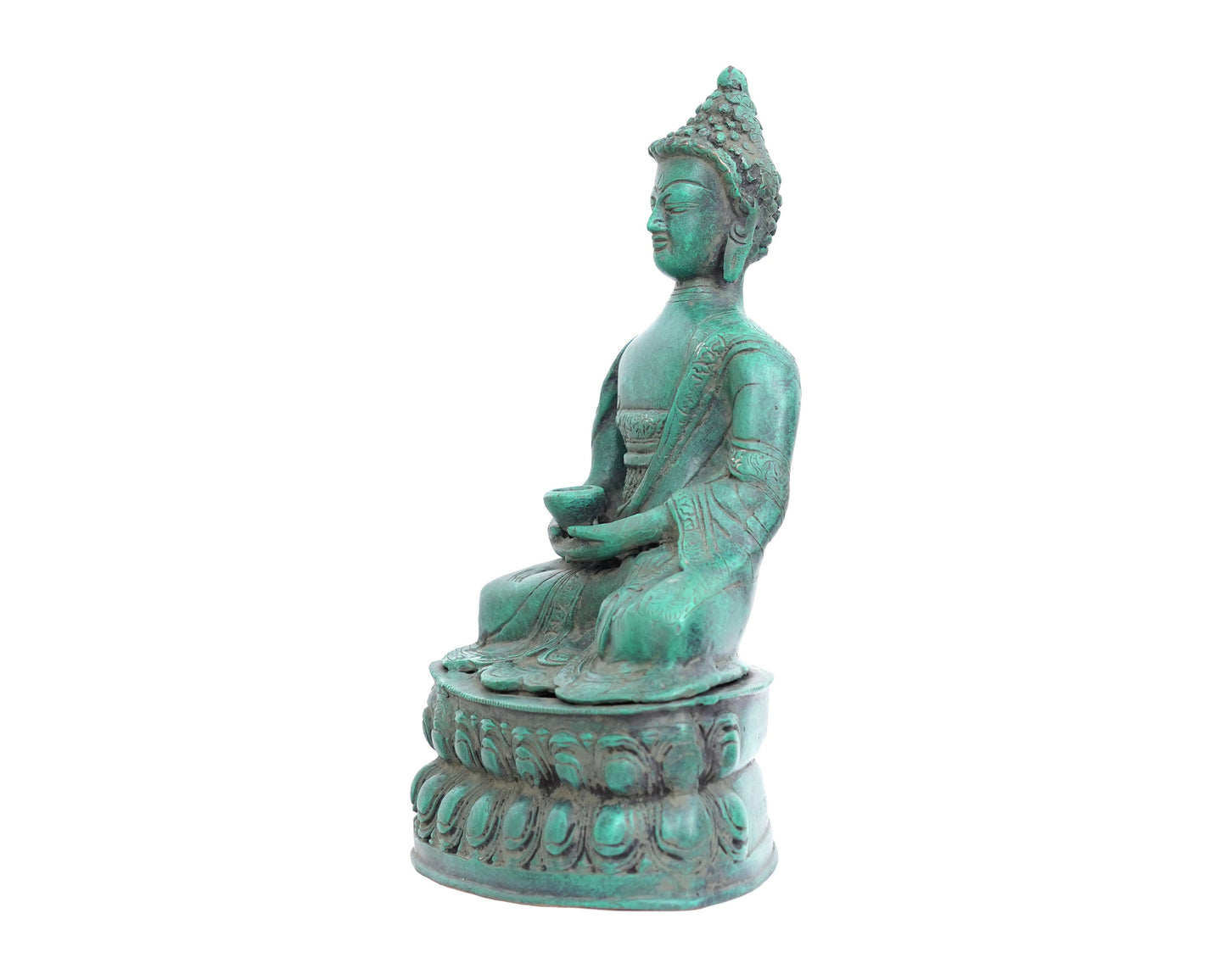 Lord Buddha Brass Statue - Meditating Buddha Idol for Garden, Puja, Home Mandirs, Gifts by Pooja Bazar 5.5 X 12 X 8 In