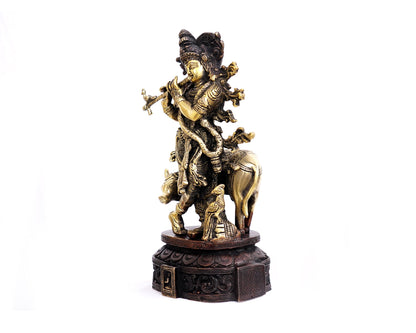 Shri Krishna Brass Statue for Puja, Home Mandirs, Gifts, Decor by Pooja Bazar 3.5 X 12 X 6 In