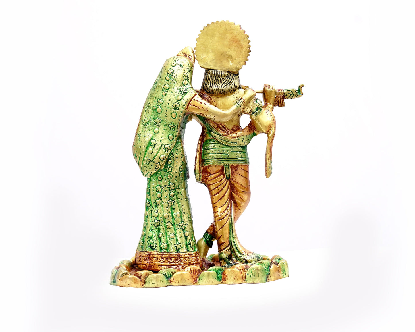 Green Radha Krishna Brass Small Statue For Puja, Home Mandirs, Decor, Gifts, Showpiece by Pooja Bazar 5 X 11 X 7 In