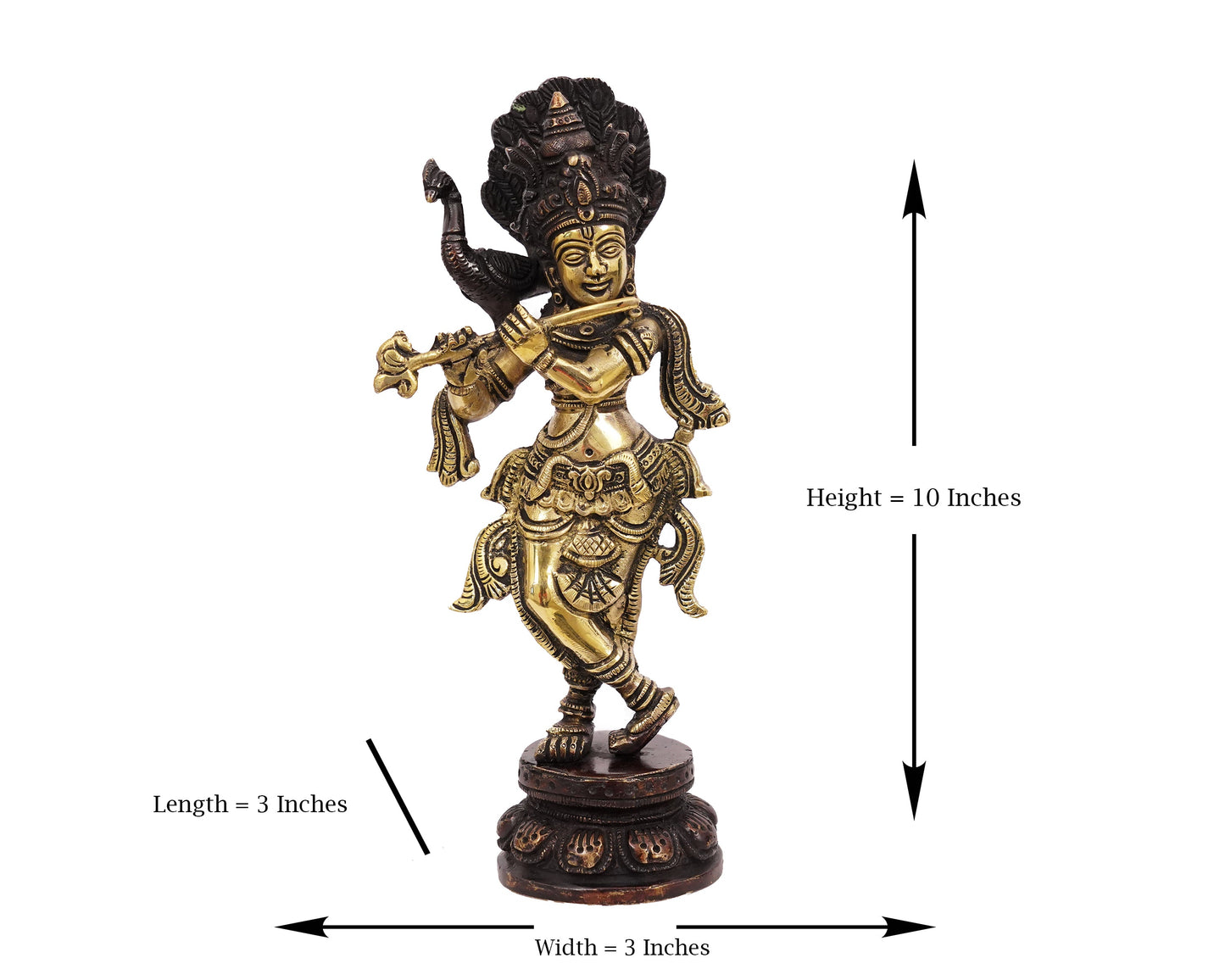 Shri Krishna Small Brass Statue for Puja, Home Mandirs, Gifts, Showpiece by Pooja Bazar 3 X 10 X 3 In