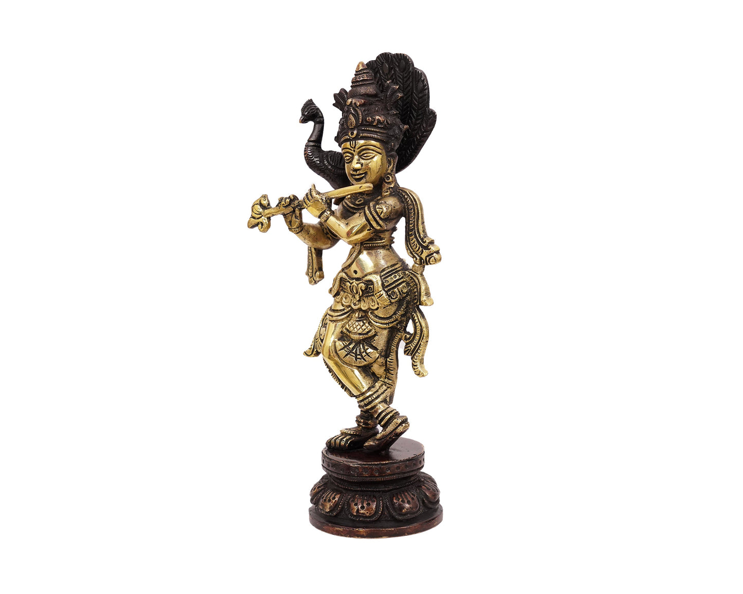 Shri Krishna Small Brass Statue for Puja, Home Mandirs, Gifts, Showpiece by Pooja Bazar 3 X 10 X 3 In