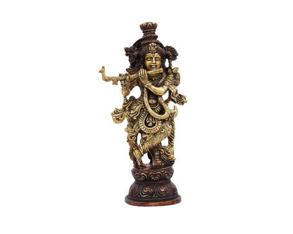 Shri Krishna Small Brass Statue for Puja, Home Mandirs, Gifts by Pooja Bazar 2 X 9.5 X 3 In