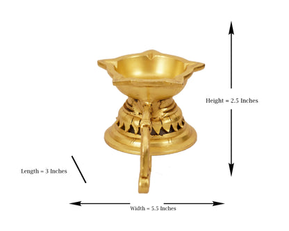 Aarti Pooja Small Diya Brass Material for Aarti, Home, Puja, Mandir, Gifts by Pooja Bazar 3 X 2.5 X 5.5 In