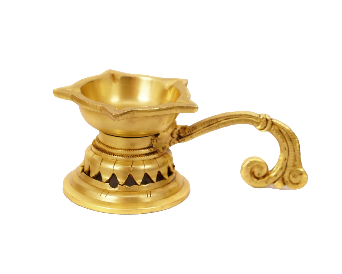 Aarti Pooja Small Diya Brass Material for Aarti, Home, Puja, Mandir, Gifts by Pooja Bazar 3 X 2.5 X 5.5 In