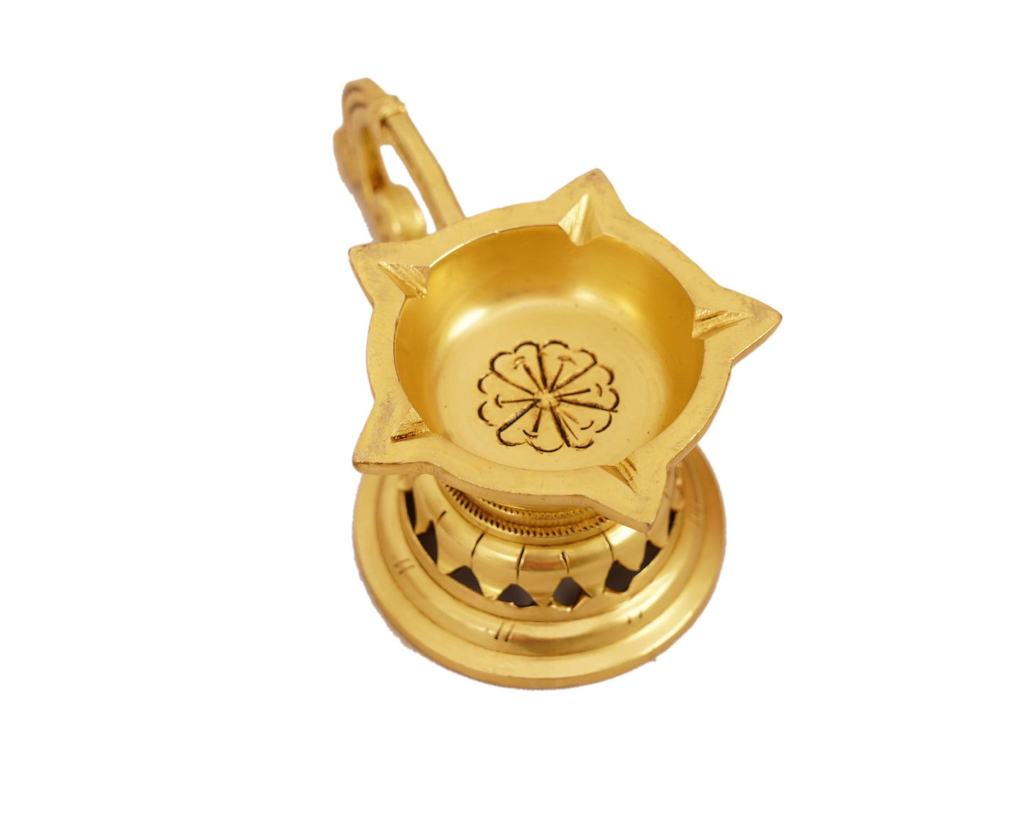 Aarti Pooja Small Diya Brass Material for Aarti, Home, Puja, Mandir, Gifts by Pooja Bazar 3 X 2.5 X 5.5 In