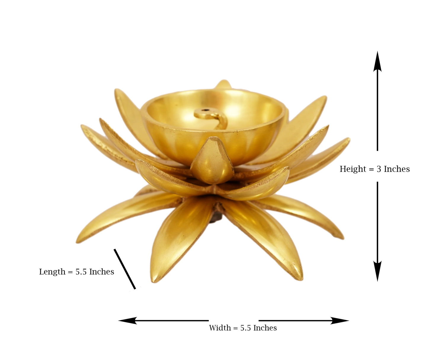 Aarti Pooja Small Lotus Diya Brass Material for Aarti, Home, Puja, Mandir, Gifts by Pooja Bazar 5.5 X 3 X 5.5 In