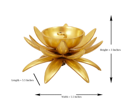 Aarti Pooja Small Lotus Diya Brass Material for Aarti, Home, Puja, Mandir, Gifts by Pooja Bazar 5.5 X 3 X 5.5 In