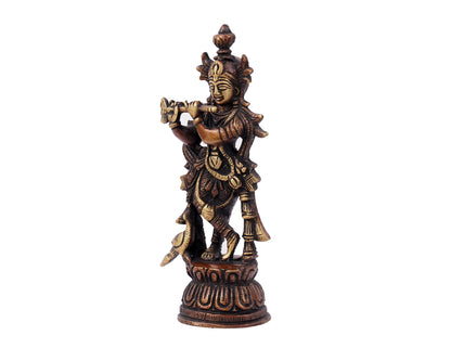 Shri hari Krishna Meduim Brass Statue for Puja, Home Mandirs, Gifts, Showpiece by Pooja Bazar 2 X 6.5 X 2 In