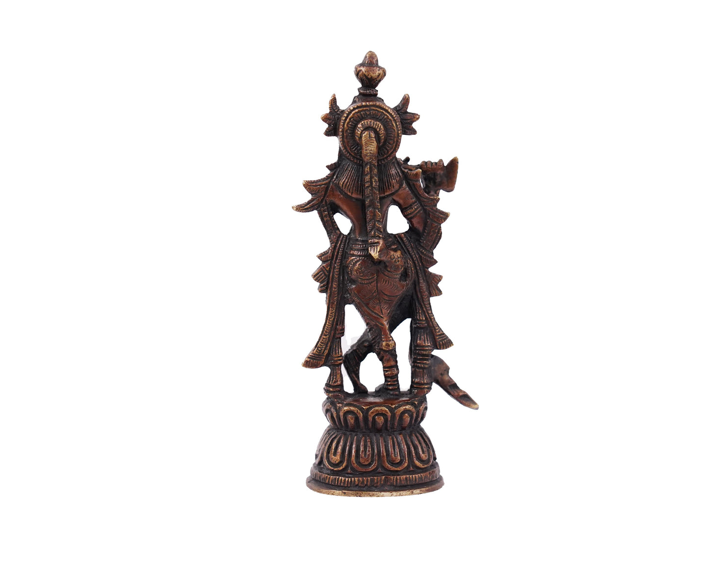 Shri hari Krishna Meduim Brass Statue for Puja, Home Mandirs, Gifts, Showpiece by Pooja Bazar 2 X 6.5 X 2 In