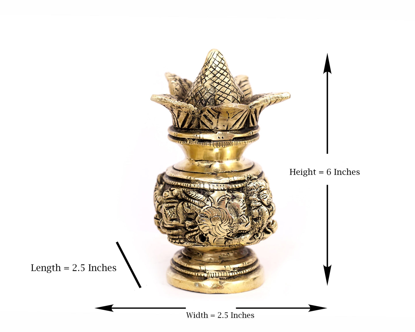 Vivah Shagun Lota Statue Brass Material for Weddings, Puja, Decor, Showpiece, Mandirs, Office, Gifts by Pooja Bazar 2 X 6 X 2.5 In