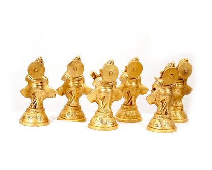 Ganesh with Musical Instruments Statue Brass Material for Puja, Home, Décor, Showpiece, Mandir, Gifts 2.5 X 6 X 2 In