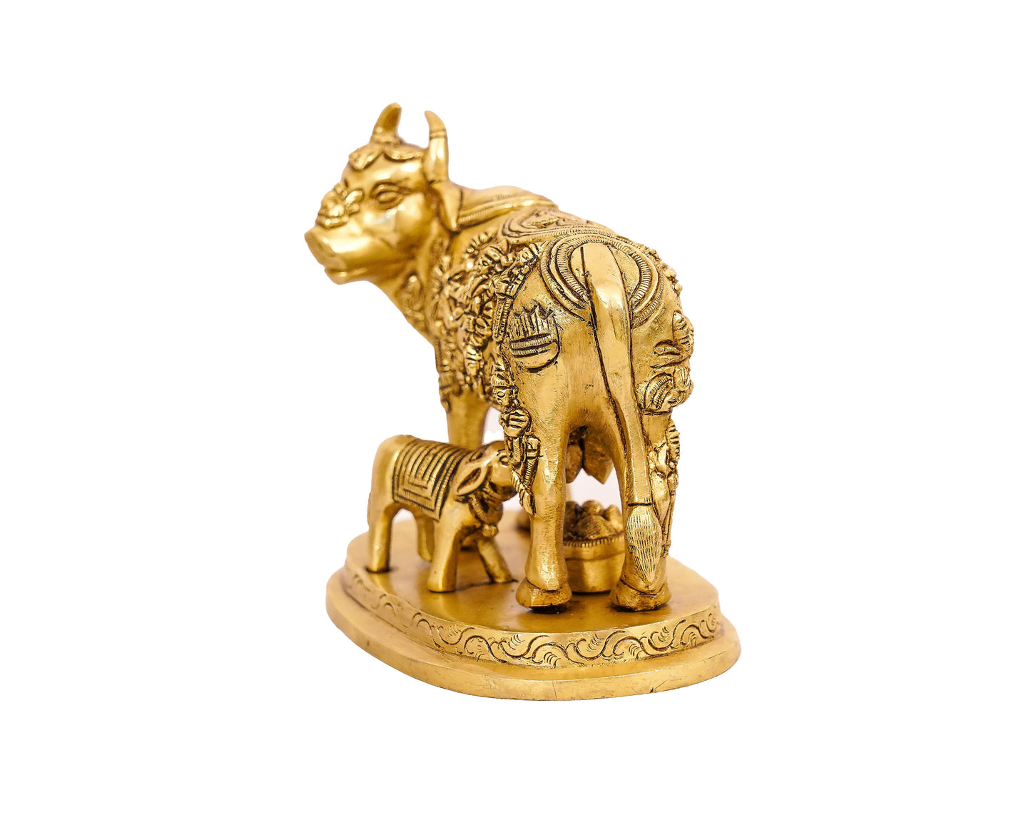 Nandi Statue Brass Material For Puja, Home, Decor, Office, Showpiece, Gifts by Pooja Bazar 3.5 X 5 X 5 In